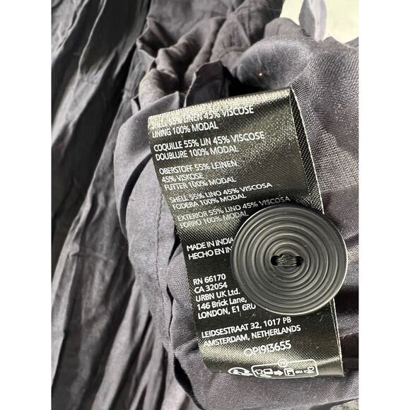 Anthropologie The Reneé Flutter-Sleeve Linen Button-Front Midi Dress Black 1X - Picture 8 of 10